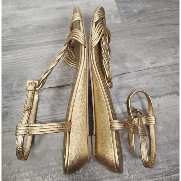 Kate Spade Women's Sz. 8 Becca Gold Braided Small Wedge Sandals - Picture 5 of 7